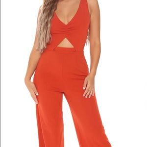 Orange flared romper